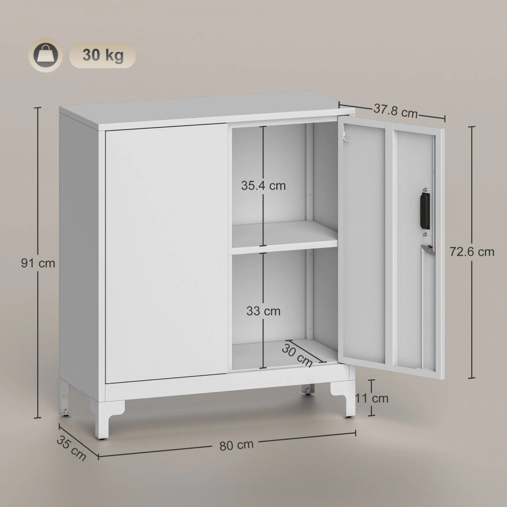 Scrivania con Ante e Ripiani ¨C Minimal ¨C Bianco 80x35x91