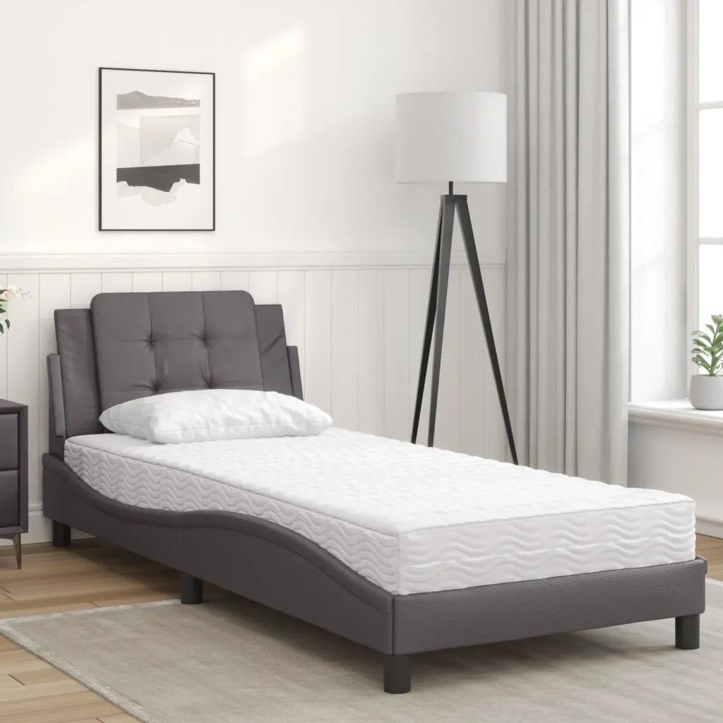 Letto singolo | Letto per adulti | Giroletto senza Materasso Zadar Grgio 80x200 cm in Similpelle