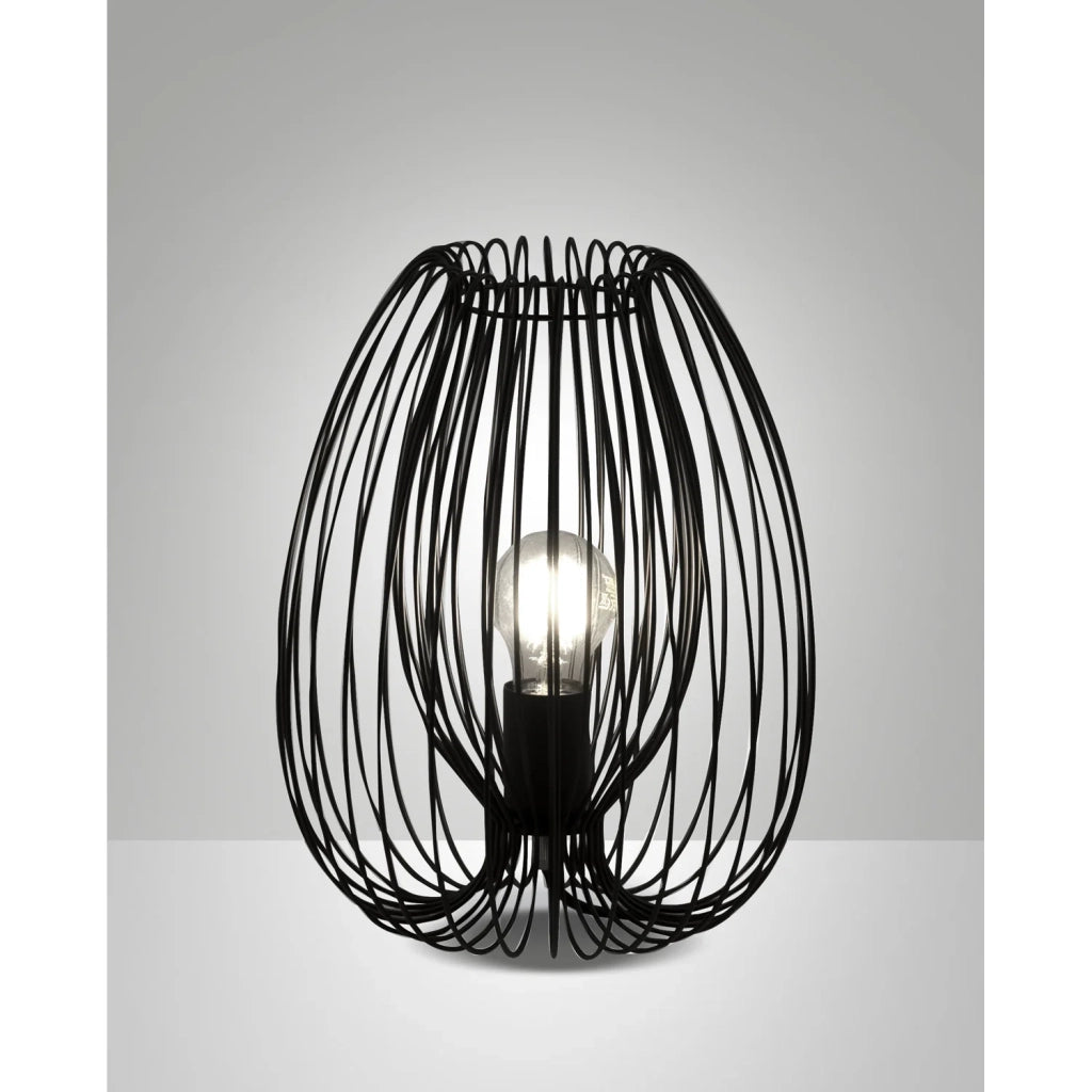 Lampada da Tavolo Nera Camp 1 Luce Design Elegante Stile Moderno Metallo Fabas