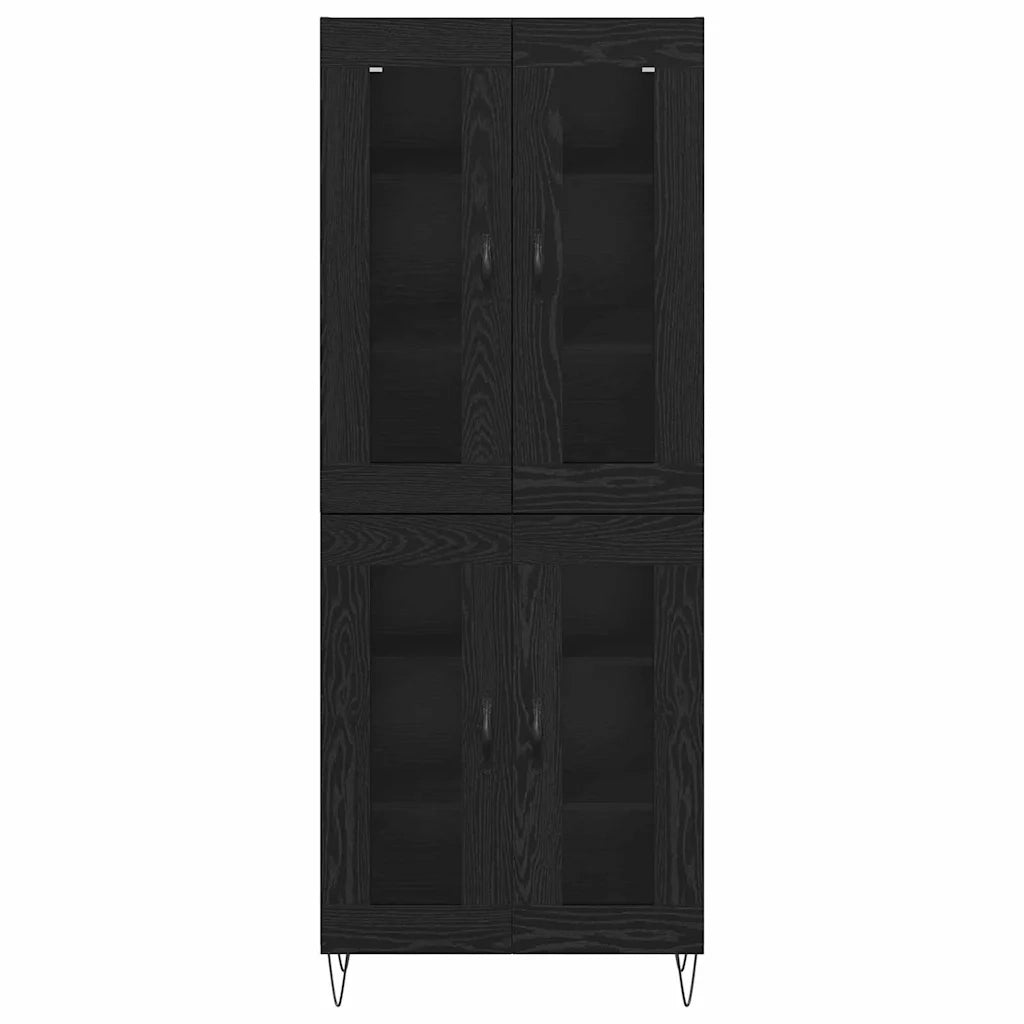 Credenza | Madia | Buffet da pranzo | Armadio da pranzo Rovere Nero 69,5 x 34 x 180 cm Legno multistrato
