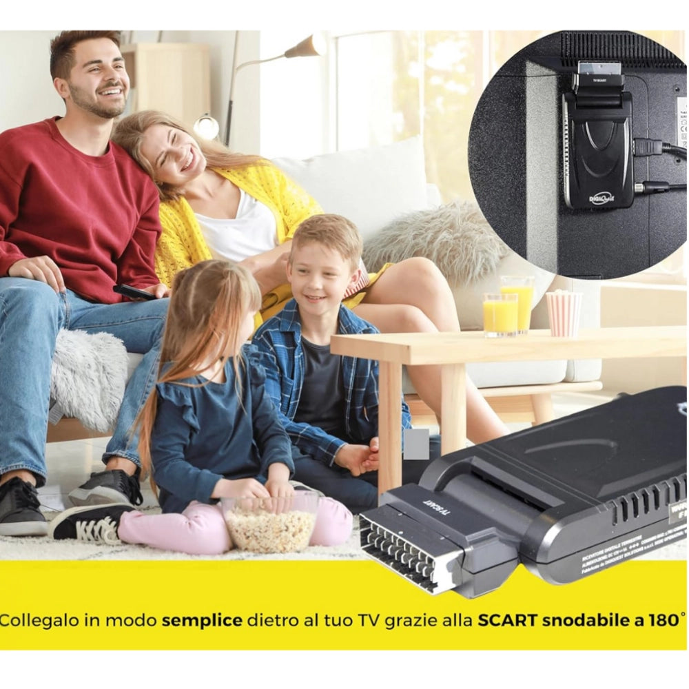 Digiquest decoder invisibile dvb-t2 full hd hdmi scart hd con telecomando nero