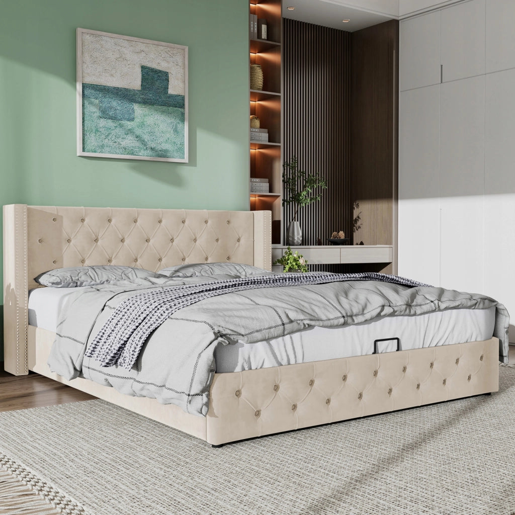 Letto imbottito 140x200 beige - Xylo