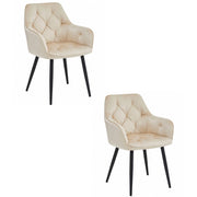 Set di 2 sedie con braccioli Jork in velluto beige