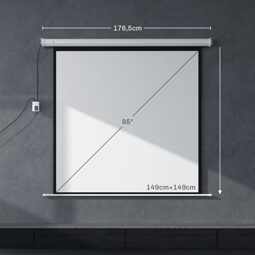 Schermo di Proiezione Motorizzato 85 Pollici 4K HD Elettrico da Parete e Soffitto con Telecomando per Home Cinema e Ufficio