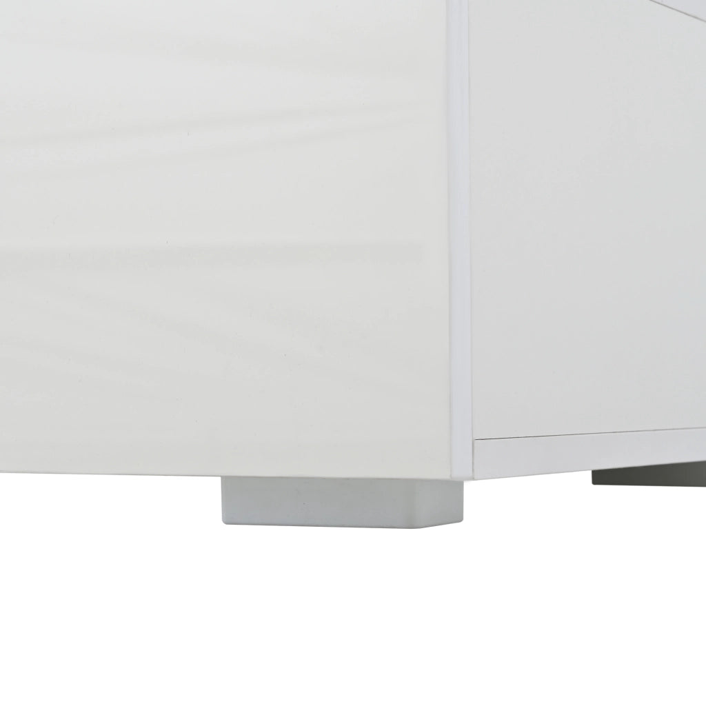 Tavolino da caff¨¨ 95x45x35 cm con LED, 2 cassetti in truciolare bianco