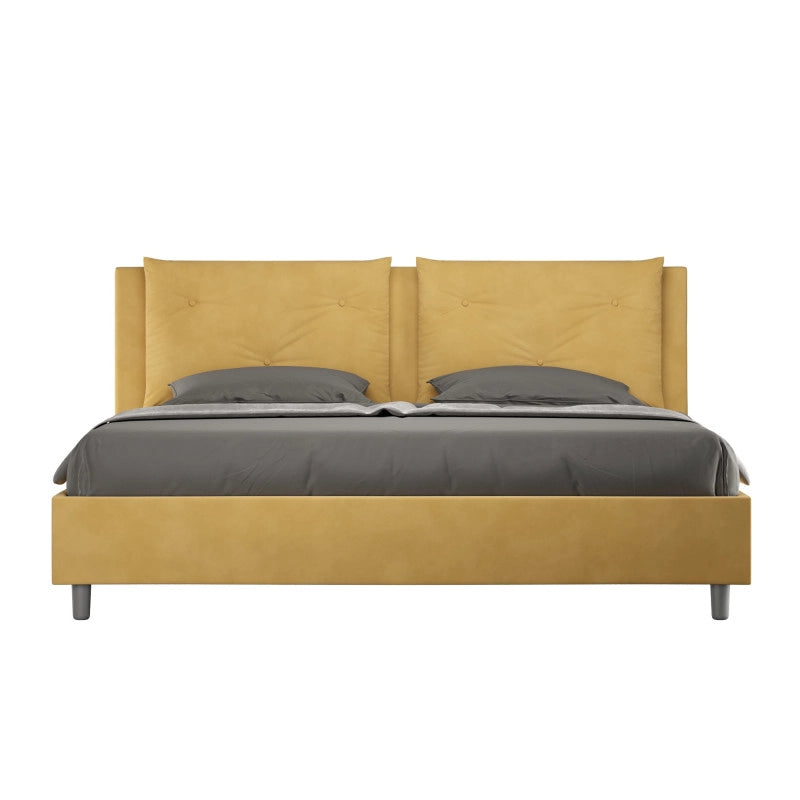 Letto imbottito Matrimoniale 170x200 cm Appia - Contenitore,Microfibra,Ocra