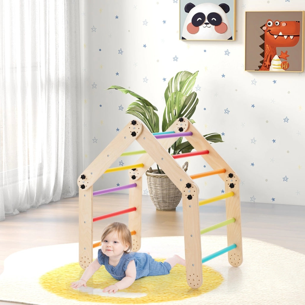 Set da arrampicata montessori per bambini, Giochi da arrampicata pieghevoli in legno con rampe regolabili Colorato