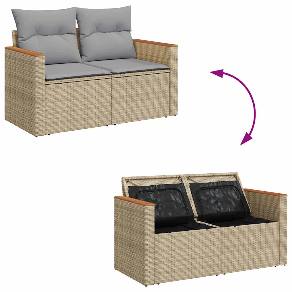 Set Divano da Giardino 18 pcs Beige e Grigio Chiaro polyrattan 3365062