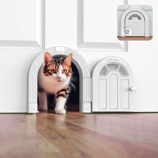 Porta per Gatti pieghevole per porta interna - Installazione DIY facile - Gatti fino a 9 kg - Installazione sicura e rapida