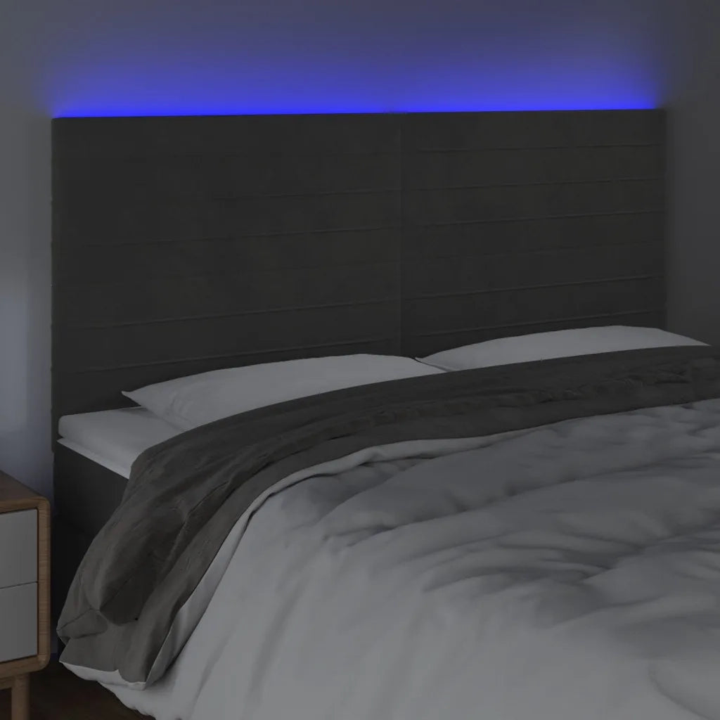 Testiera | Testata a LED GrigioScuro 200x5x118/128cm in Velluto