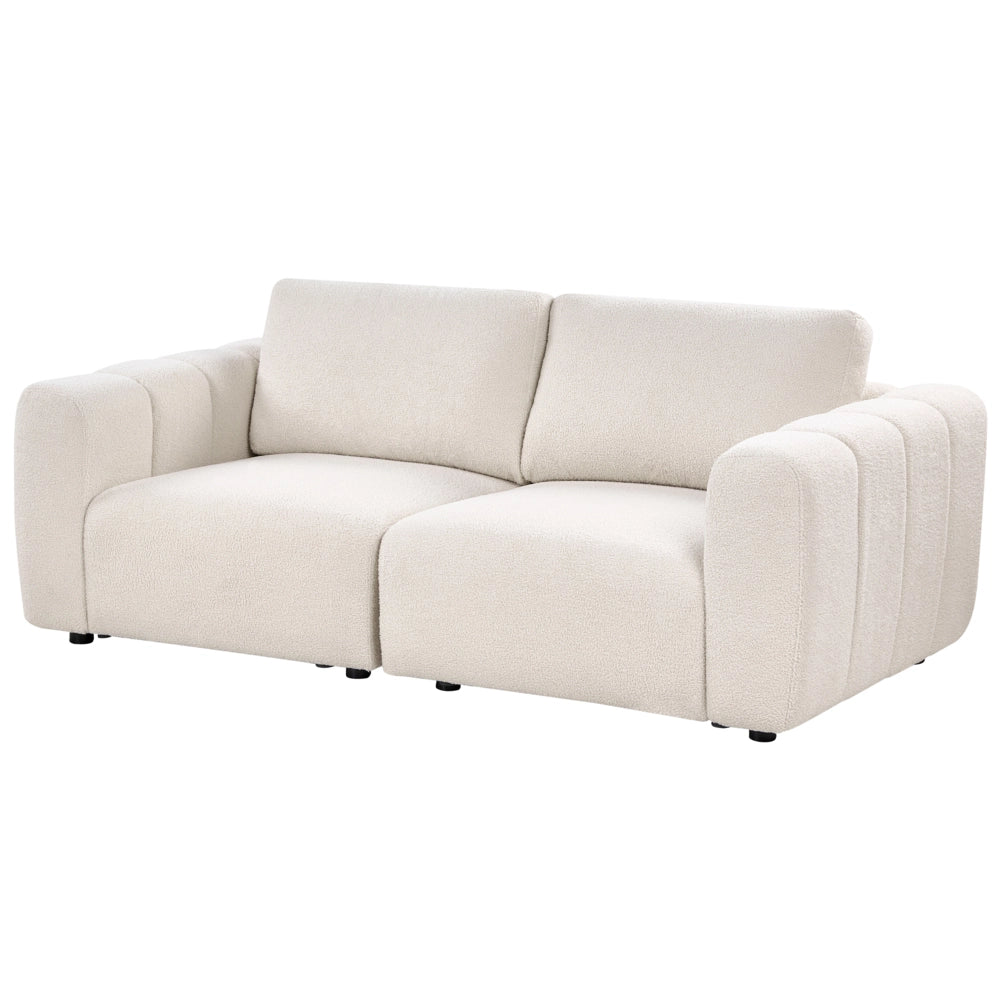 Divano modulare a 2 posti Divano componibile in bouclé bianco sporco in due sezioni Stile moderno e minimalista