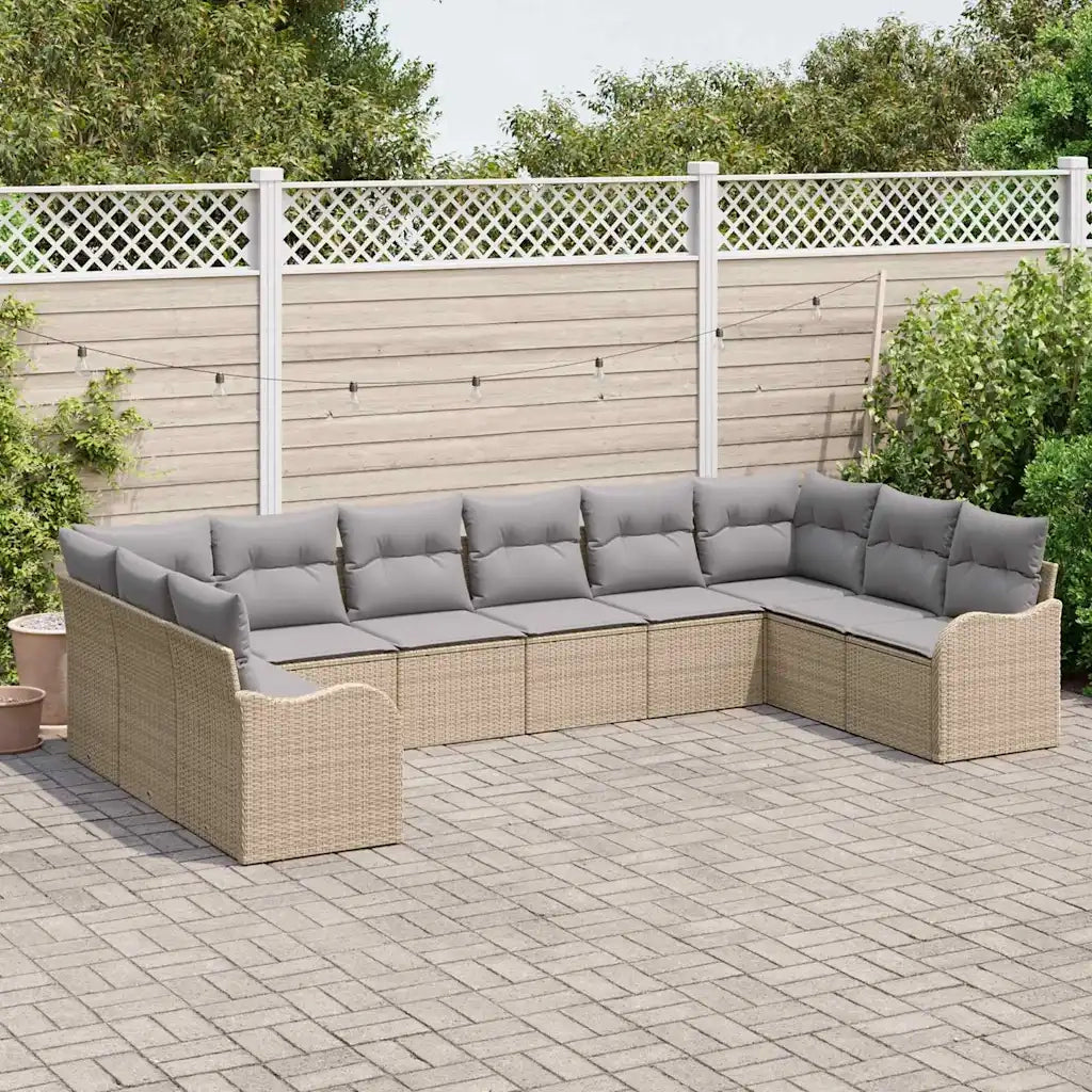 Set Divano da Giardino Beige polyrattan