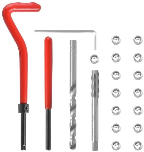 Set di riparazione di cavi - M12 x 1,25 - Attrezzo manuale - 15 pezzi - Acciaio di alta qualità - Adatto per riparazioni auto - Inclusi accessori