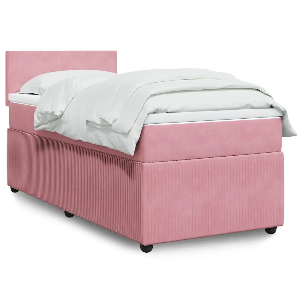 Giroletto a Molle con Materasso Rosa 100x200 cm in Velluto