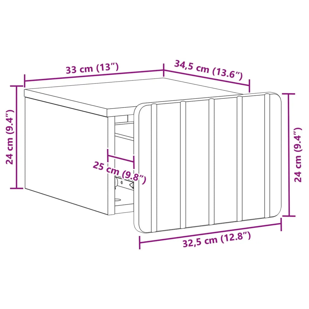 Set di 2 Comodini | Armadio da Notte | Mobiletto da notte a muro con cassetto Grigio Cemento