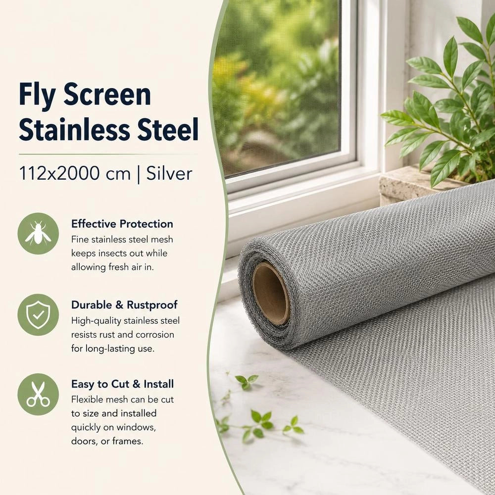 Stainless Steel Fly Screen 112x2000 Cm Silver