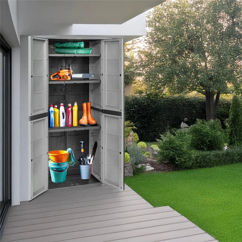 ARMADIO BASIC LINE CON 3 RIPIANI REGOLABILI PER INTERNO E ESTERNO - DARK GREY DIMENSIONE 65X37X165H CM