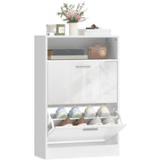 Scarpiera 8 paia ¨C zephmum ¨C 2 cassetti, ripiani regolabili, bianco