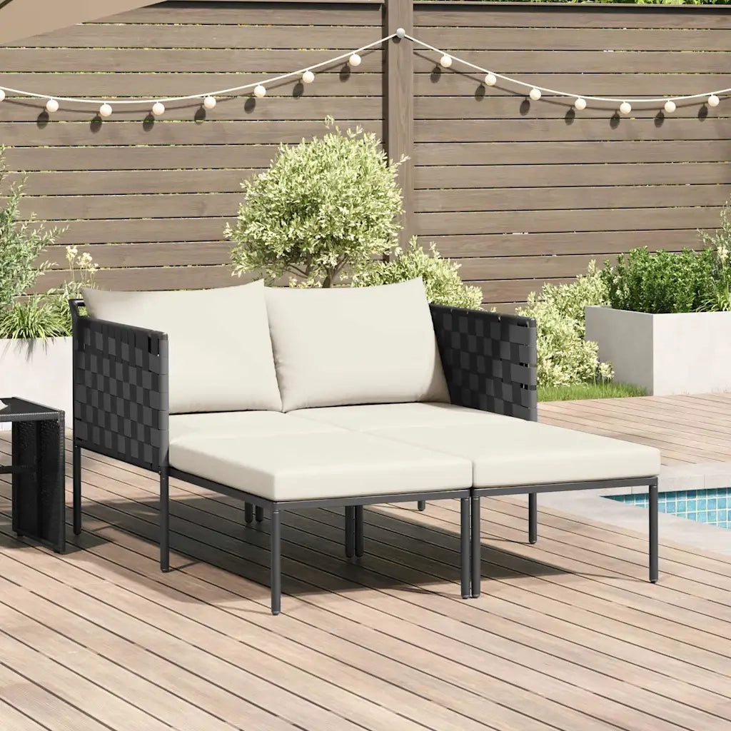 Lettino da Sole con cuscino Antracite 153 x 115 x 69.5 cm 42004136