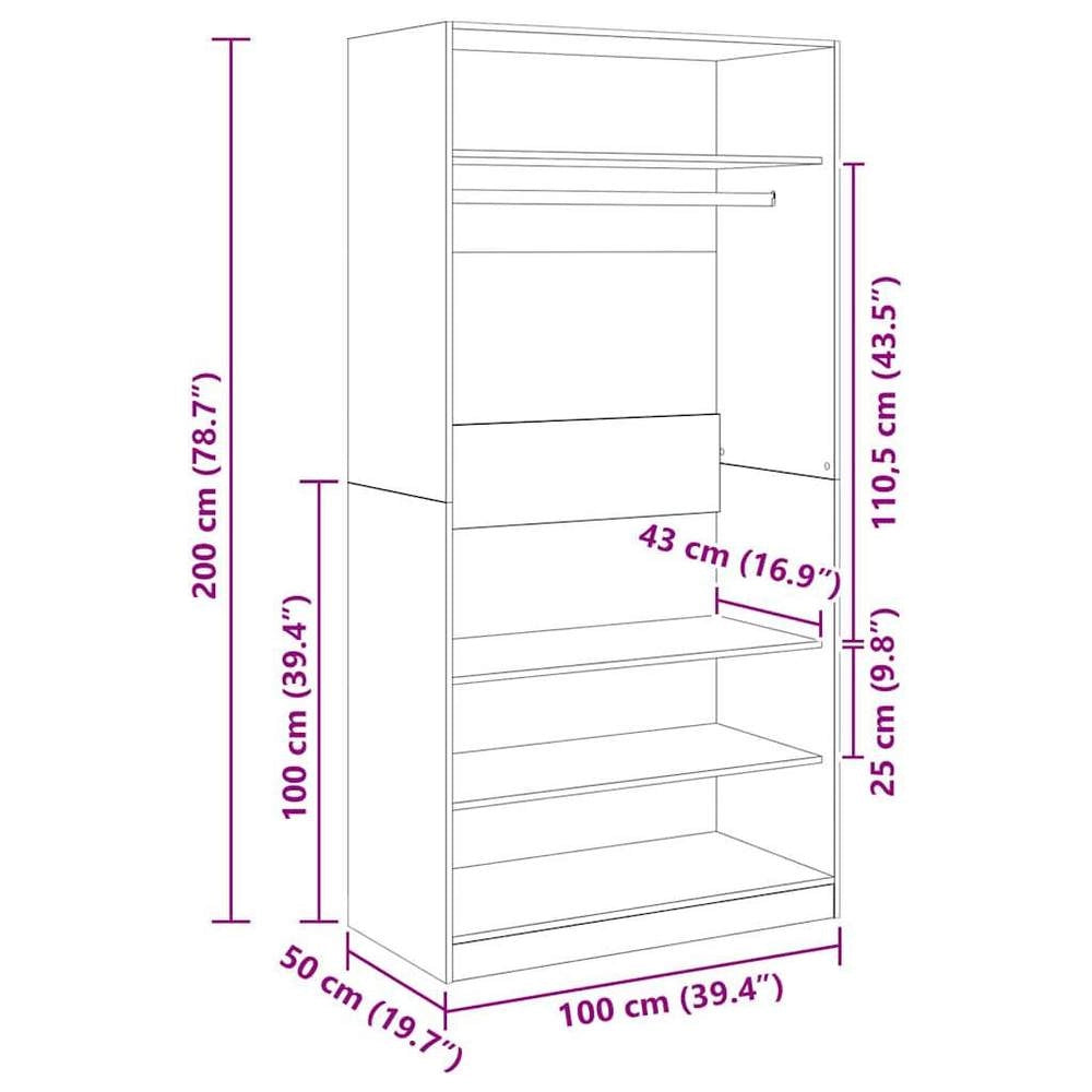 Wardrobe Sonoma Oak 100x50x200 Cm Wood-based Material