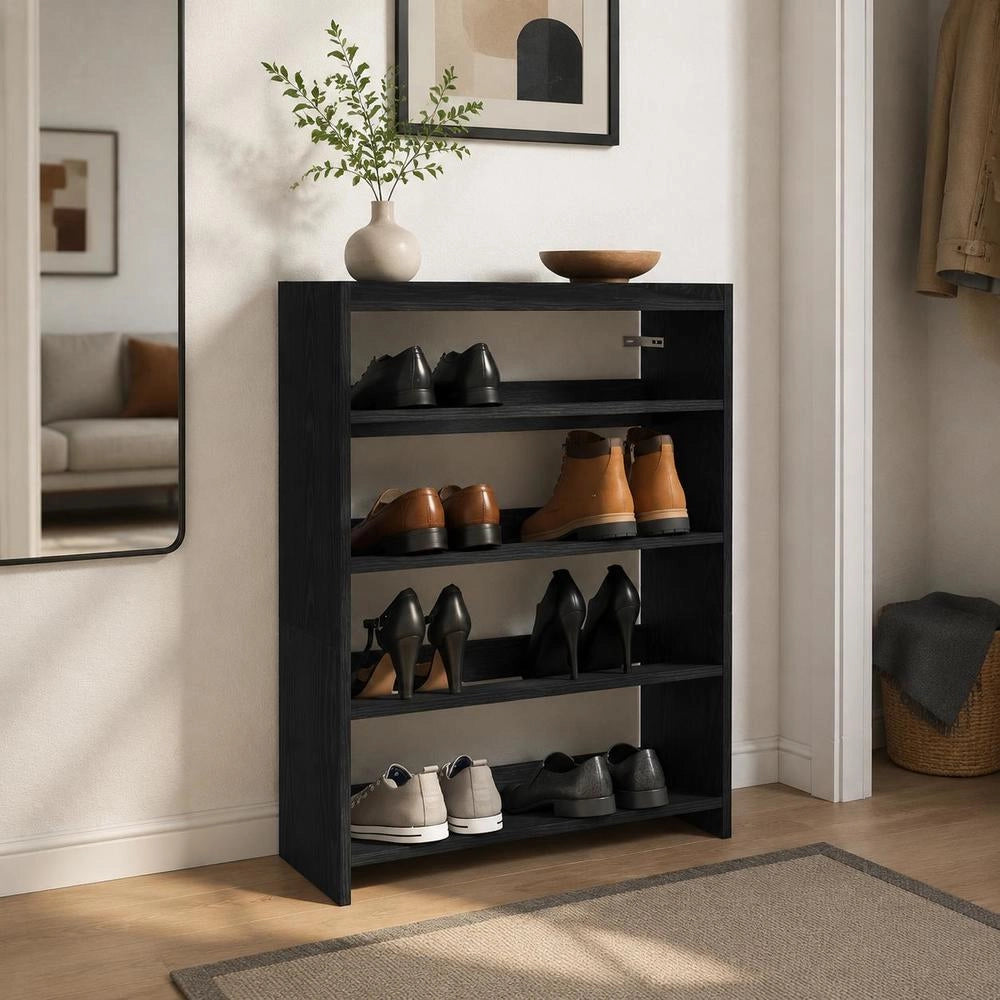 Scaffale per scarpe nero, 60x25x81 cm – moderno e versatile, adatto a ogni arredamento, regalo elegante