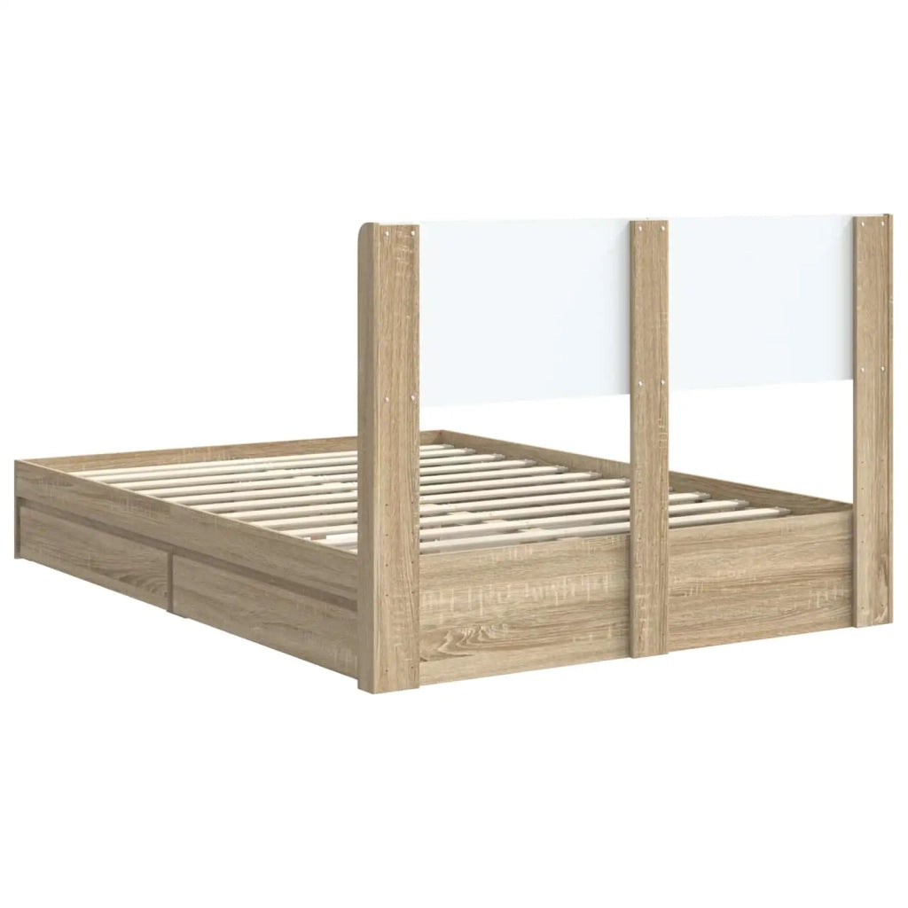 Struttura del letto con stoccaggio e testata-Giroletto con contenitore Rovere Sonoma 834744