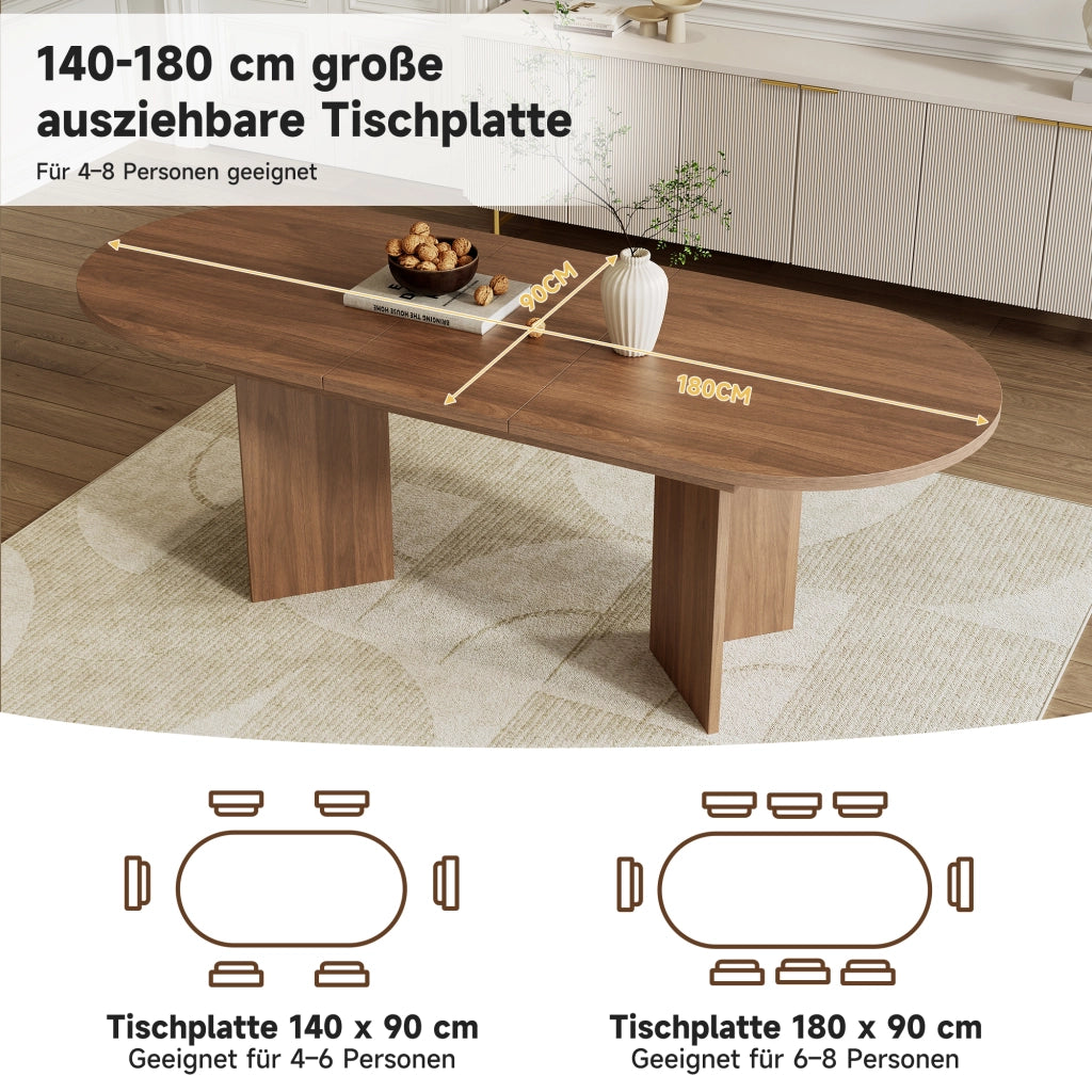 TAVOLO DA PRANZO ESTENSIBILE 180x90 cm Noce MDF