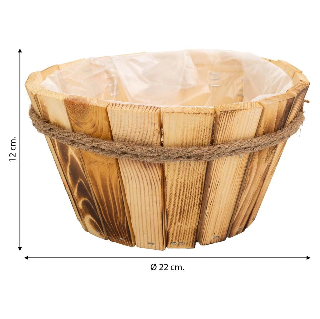 Cesto in legno e corda marrone d22x12h