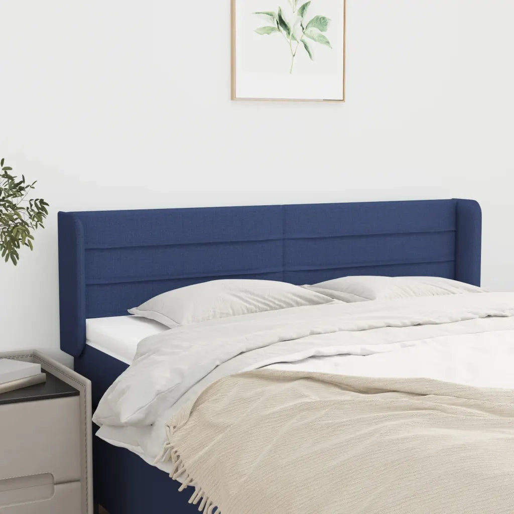 Testiera | Testata ad Orecchio Blu 147x16x78/88cm in Tessuto
