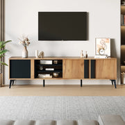 Mobile Porta TV 180 cm Rustico Marrone con 3 Ante e Ripiani Aperti - Per TV fino a 80 Pollici