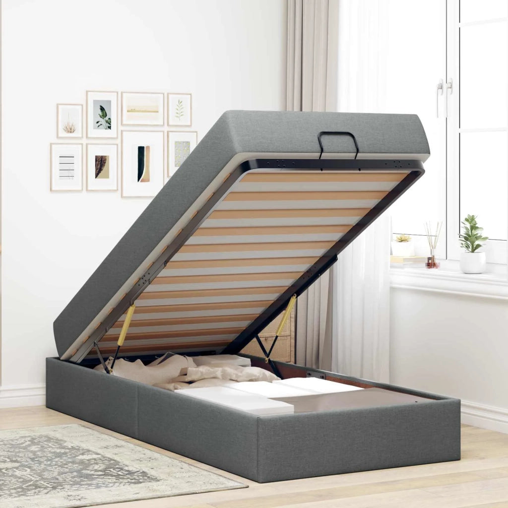 Struttura letto con materasso 2 pcs Grigio Sfumato Tessuto 3399453
