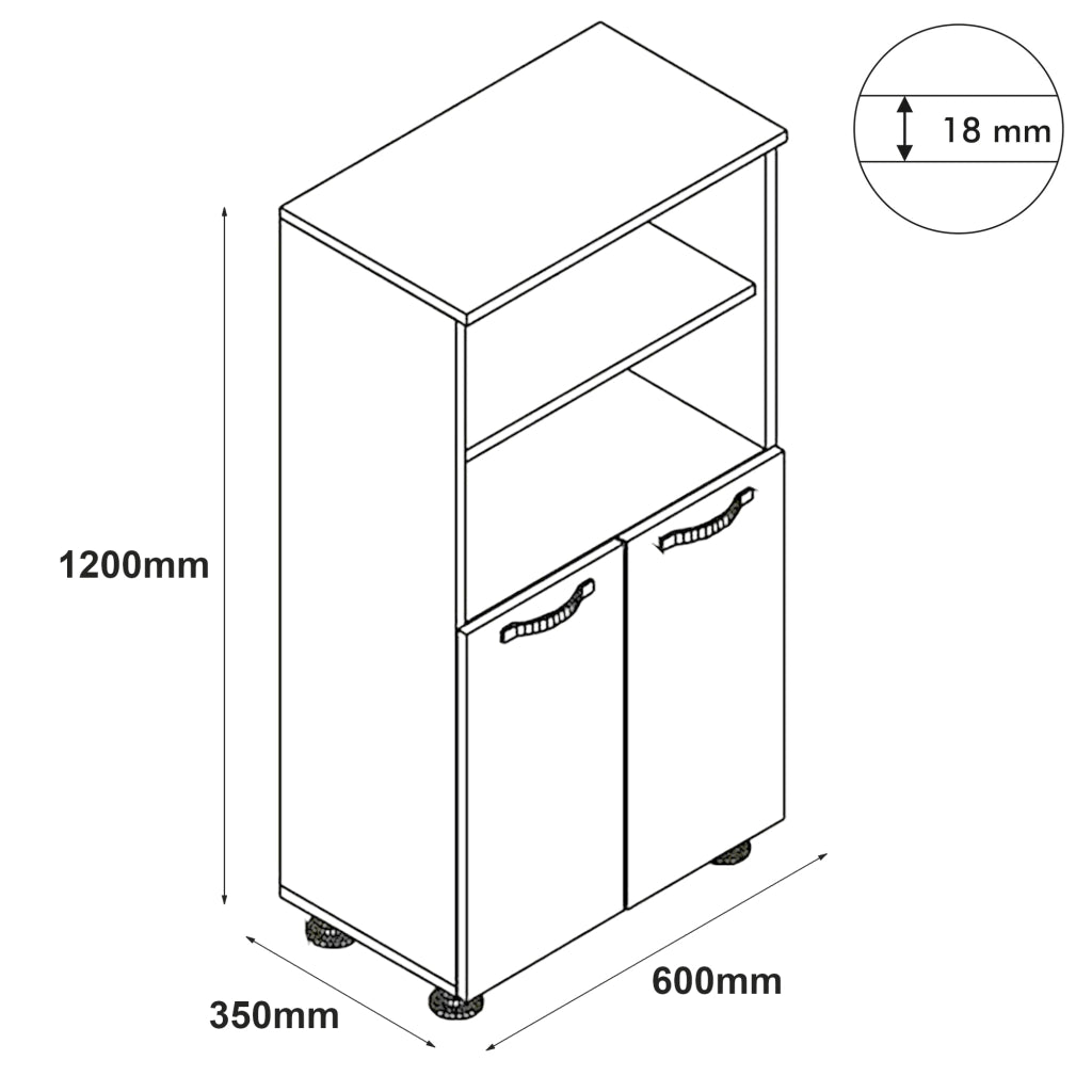 Credenza 'Haslev' Armadio da Cucina con Scomparti e 2 Ante Battente - Bianco / Zaffiro Rovere [en.casa]