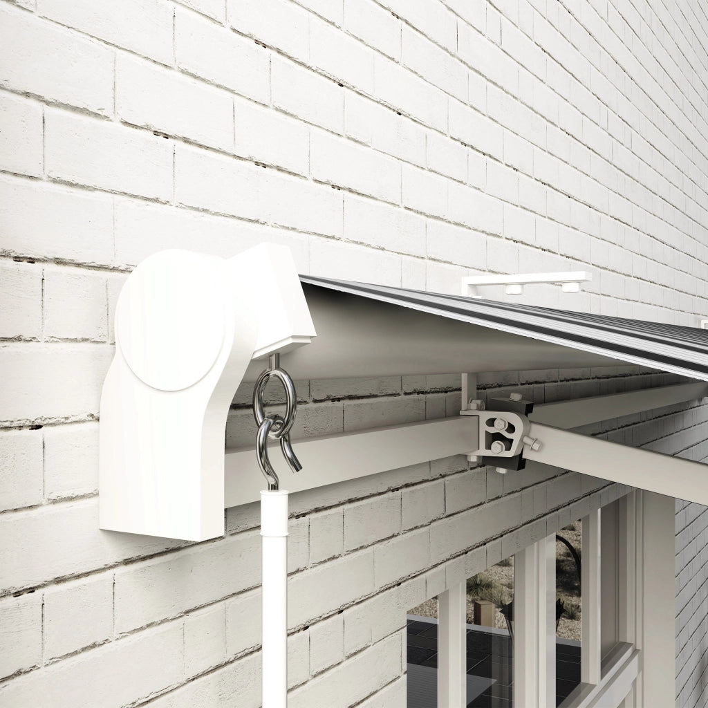 Tenda da sole a cassonetto manuale con manovella da 1.5 m telaio in alluminio bianca per finestre porte e terrazze