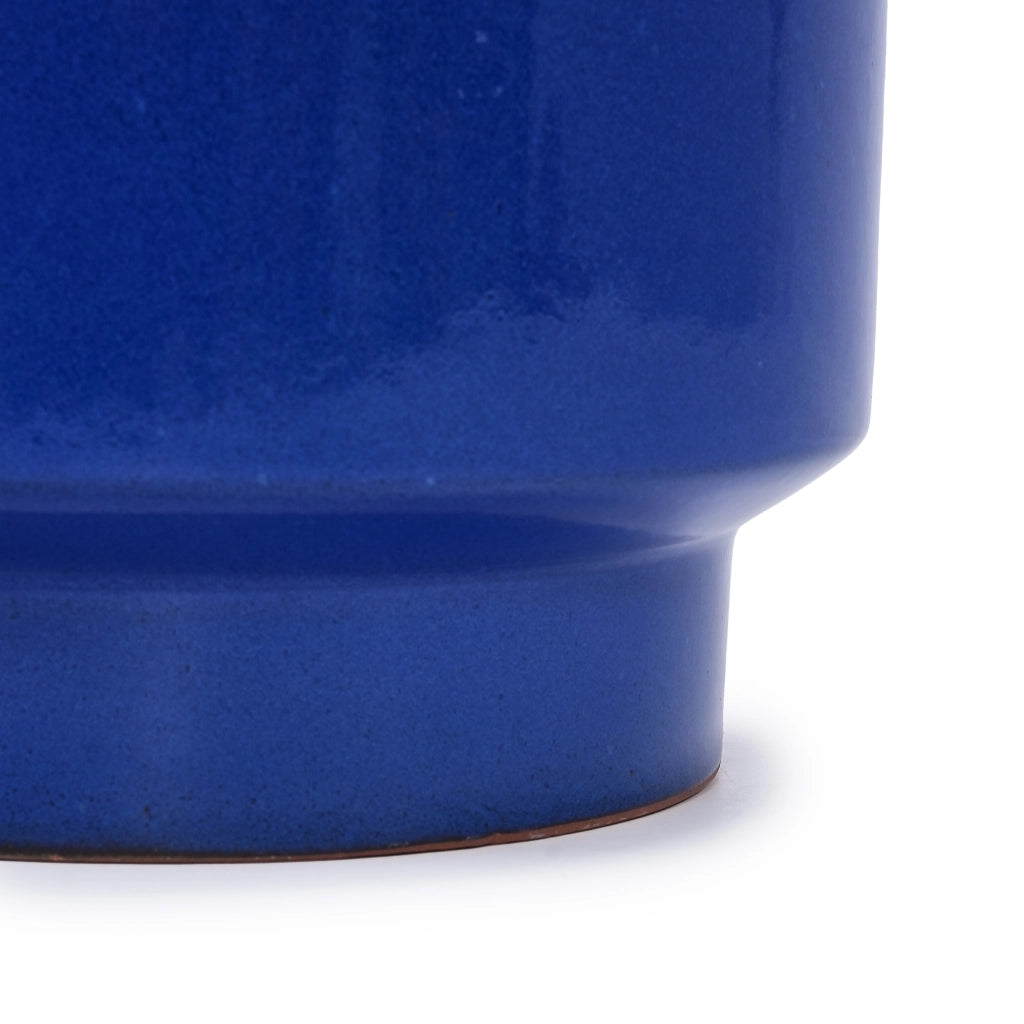 Vaso per piante in ceramica blu-verde con finitura lucida e foro di drenaggio; resistente al gelo e alle intemperie