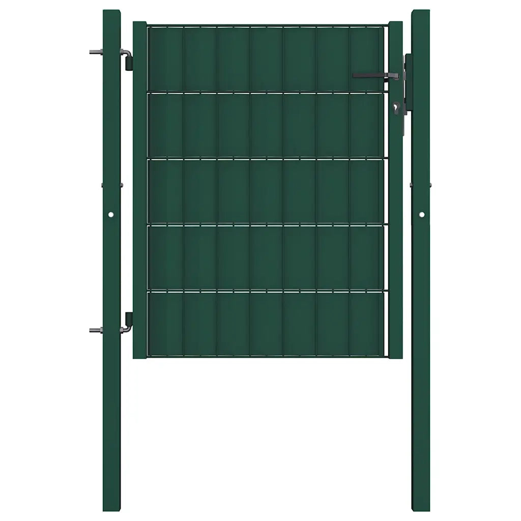 Cancello per Recinzione in PVC e Acciaio 100x100 cm Verde 145228