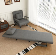 Poltrona relax reclinabile 5 posizioni; 180°; rivestimento in chenille grigio; 60x60 cm