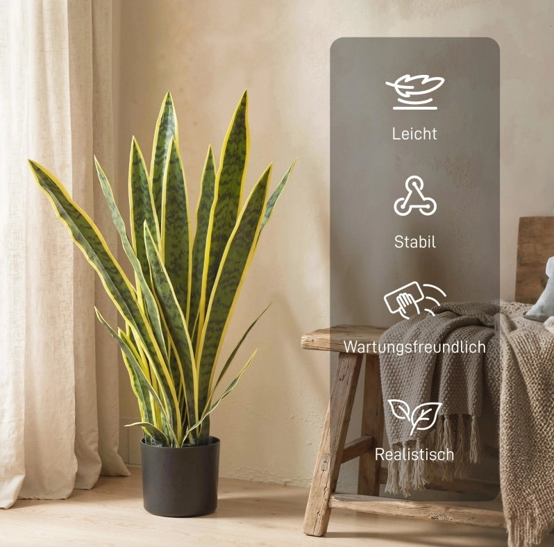 Pianta artificiale sansevieria 15x15x77 cm in polietilene verde con vaso