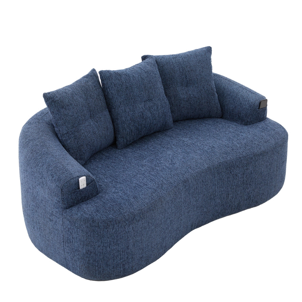 Divano 2 Posti Chenille con Cuscini ¨C MINIMAL ¨C Grigio/Beige, Morbido, Compatto