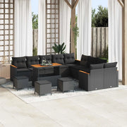 Set Divano da Giardino con cuscino 14 pcs Nero polyrattan 3365059