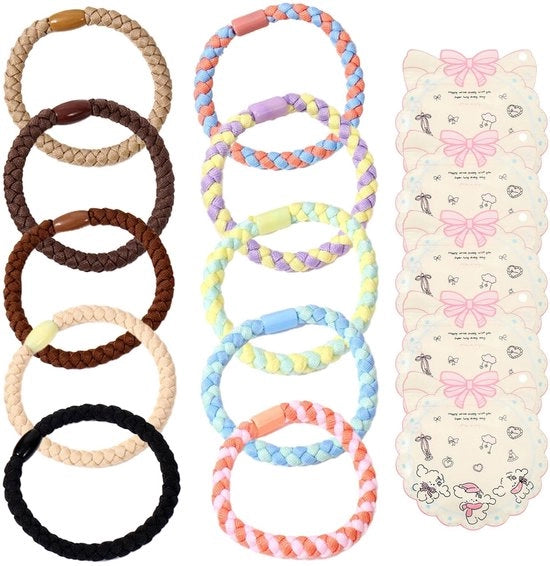 Accessori per capelli - Set di 10 elastici per capelli - Scrunchies - Accessori per capelli - Borse per accessori per capelli - Rosse - Materiale elastico morbido e resistente