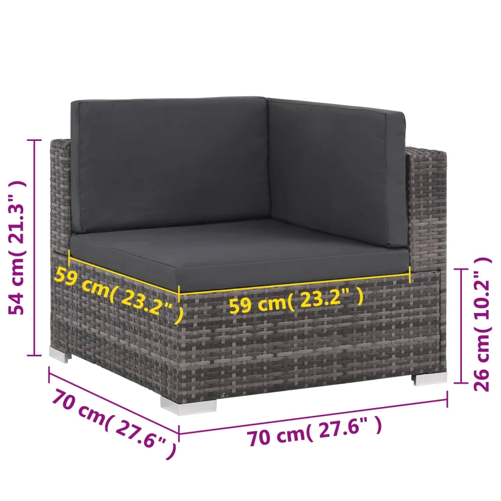 Set Divani da Giardino 6 pz con Cuscini in Polyrattan Grigio 48334