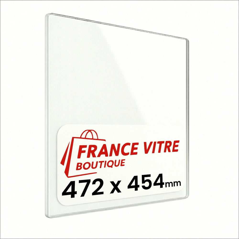 472 x 454 x 4 mm - Vetro per stufa a legna - vetro camino di ricambio - vetro per caminetto resistente al fuoco - France Vitre