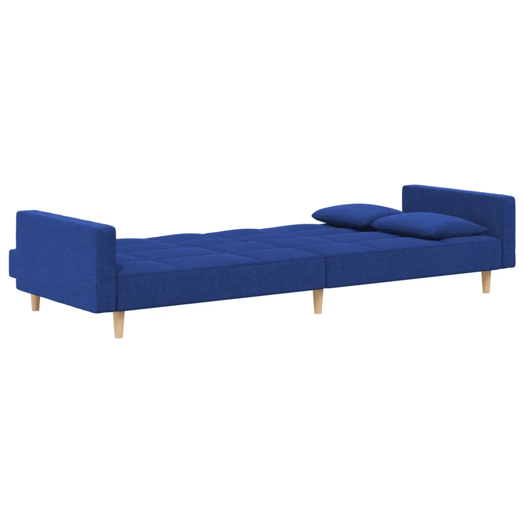Divano letto | Sof¨¤ letto | Letto singolo a 2 Posti con 2 Cuscini Blu in Tessuto