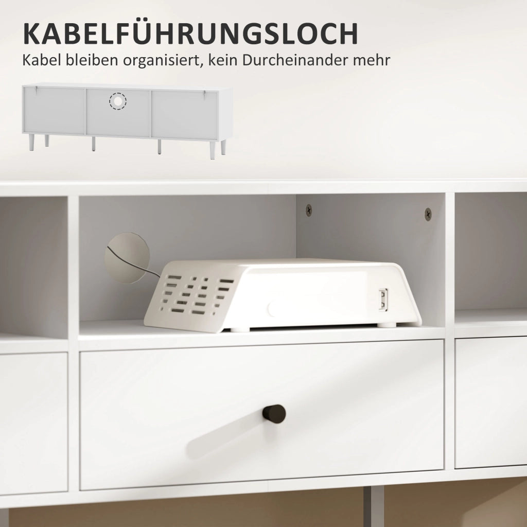 Mobile TV con 3 cassetti e 3 ripiani aperti ¨C Minimal ¨C Bianco 120x30x50 cm