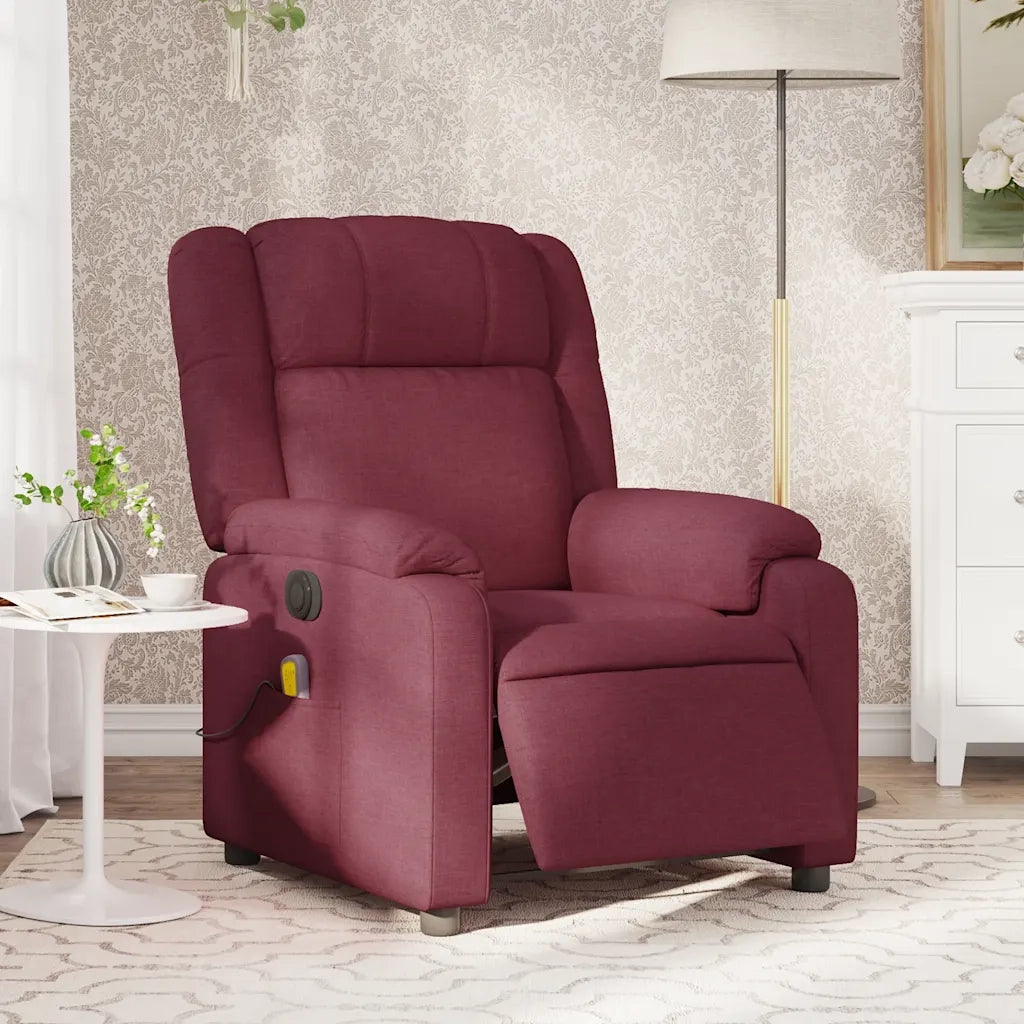 Poltrona Massaggiante Reclinabile Elettrica Rosso Vino Tessuto 3205193