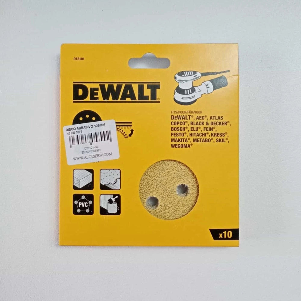 Dewalt 10pz da 125mm disco abrasivo per levigatrice con velcro, grana 320