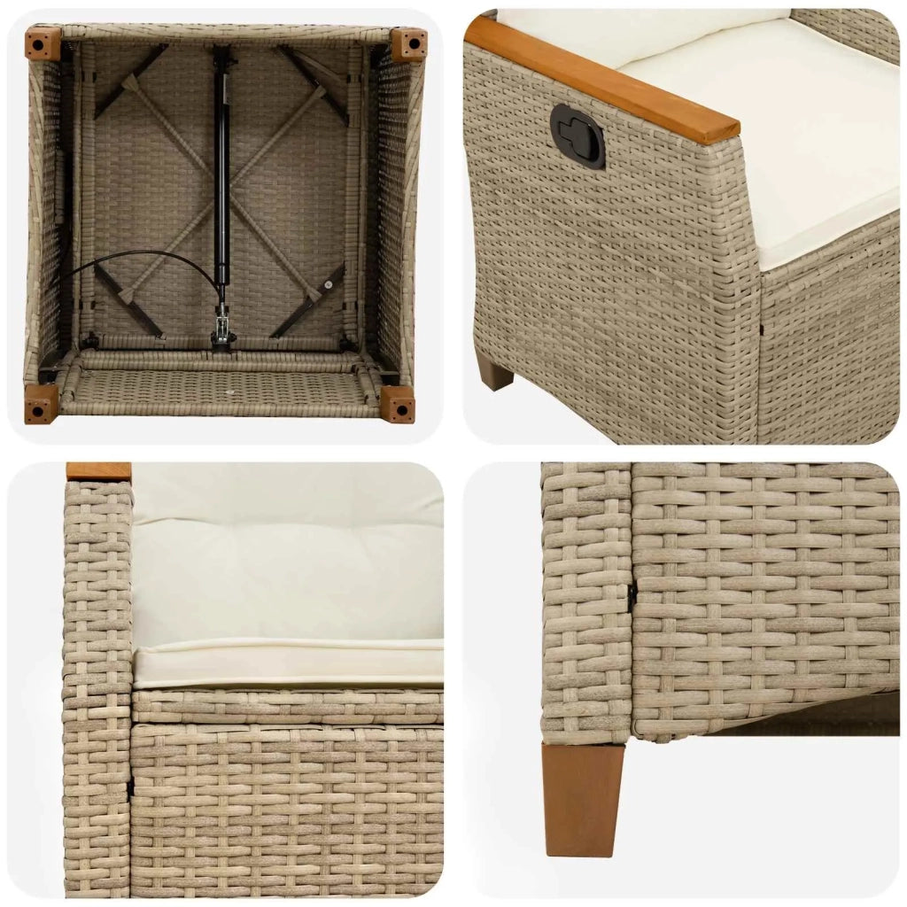 Sedia da giardino reclinabile Beige e Crema 64 x 57,5 x 112 cm 42026866