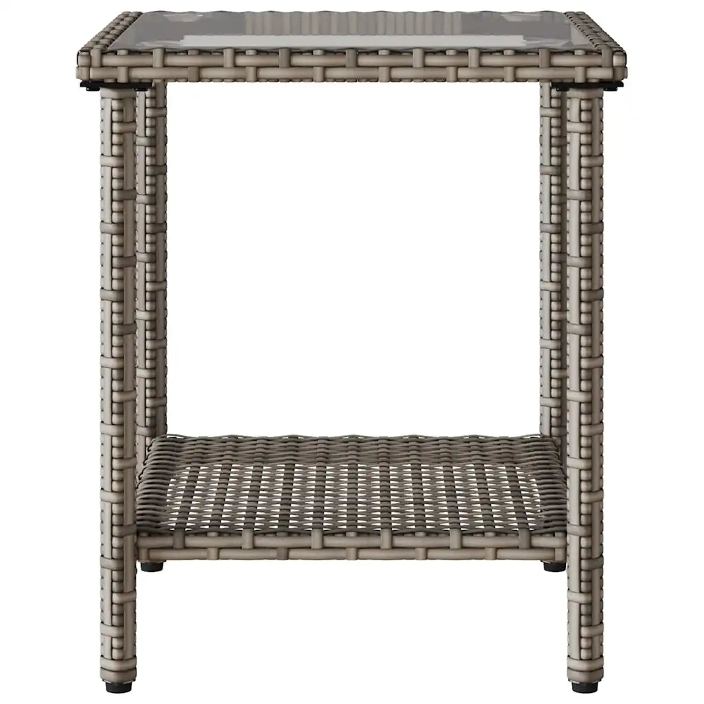 Divano da Giardino con Tavolo e Cuscini a L Grigio Polyrattan 4103874