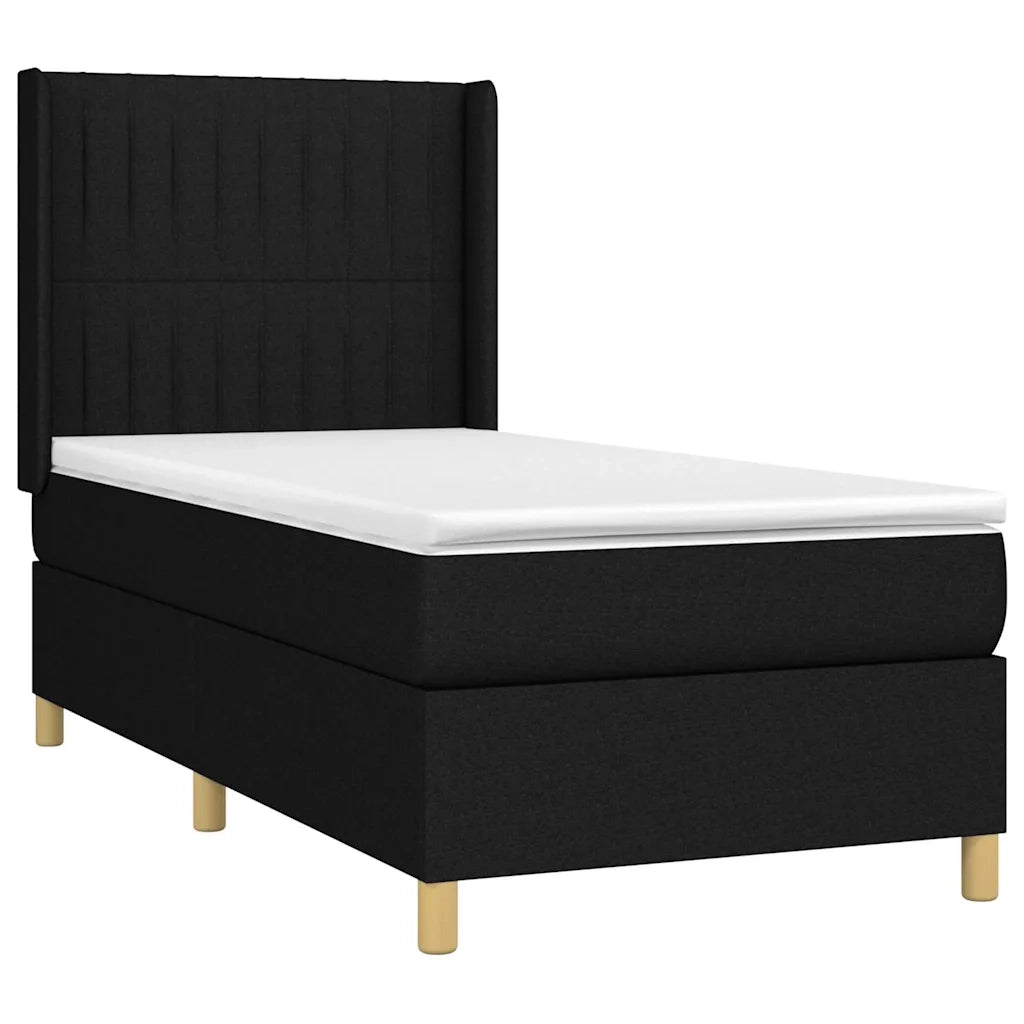Giroletto a Molle con Materasso-Struttura Letto Nero 80x200 cm inTessuto 857886