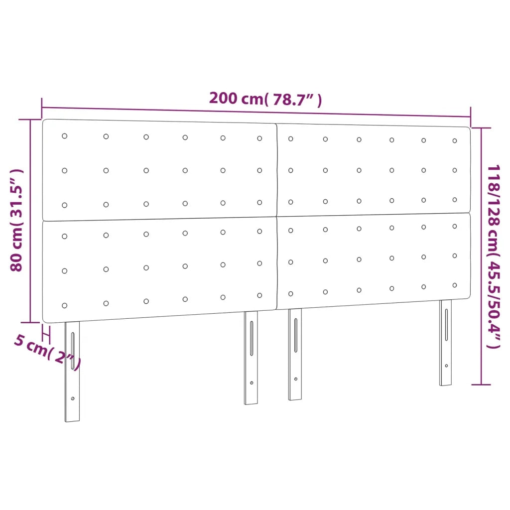 Testiera | Testata Nera 200x5x118/128 cm Tessuto